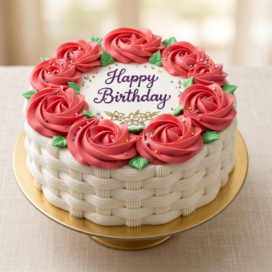 Rose Basket Birthday Cake